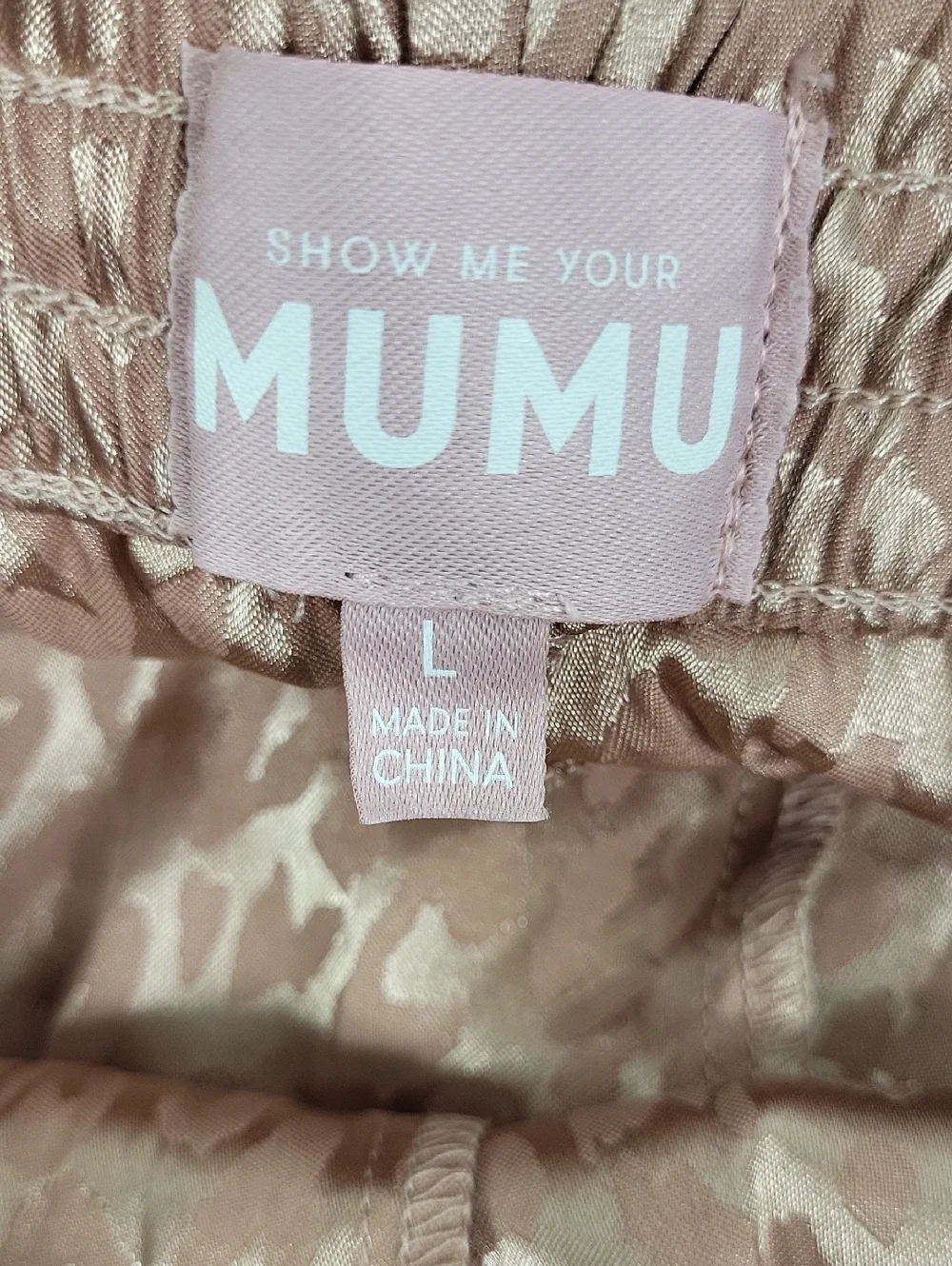 Show Me Your‎ Mumu Satin Leopard Jacquard Pajama Pants — Rose. Size L